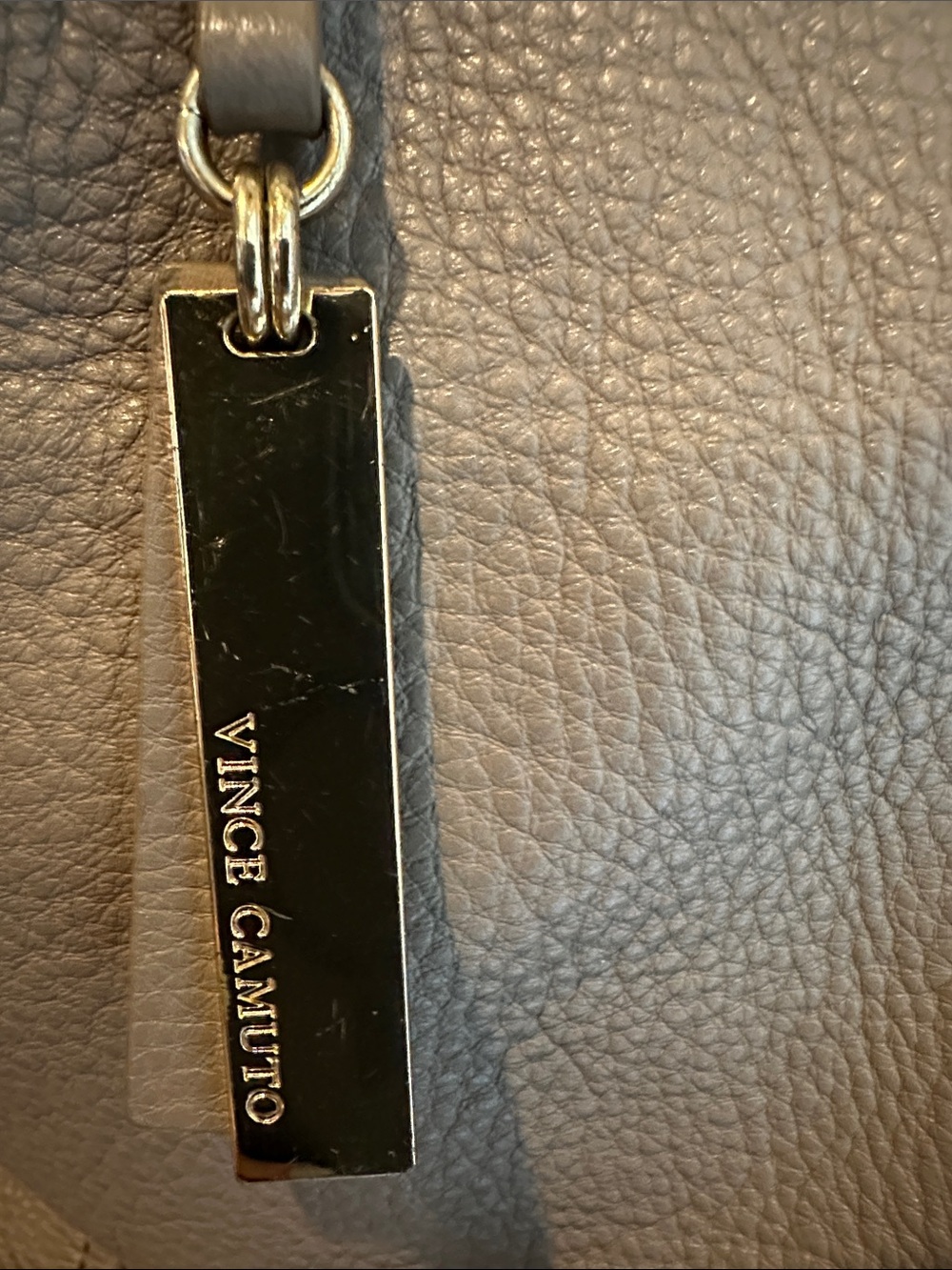 Vince Camuto Taupe Gray Leather Hobo with Gold Hardware - Picture 3 of 6